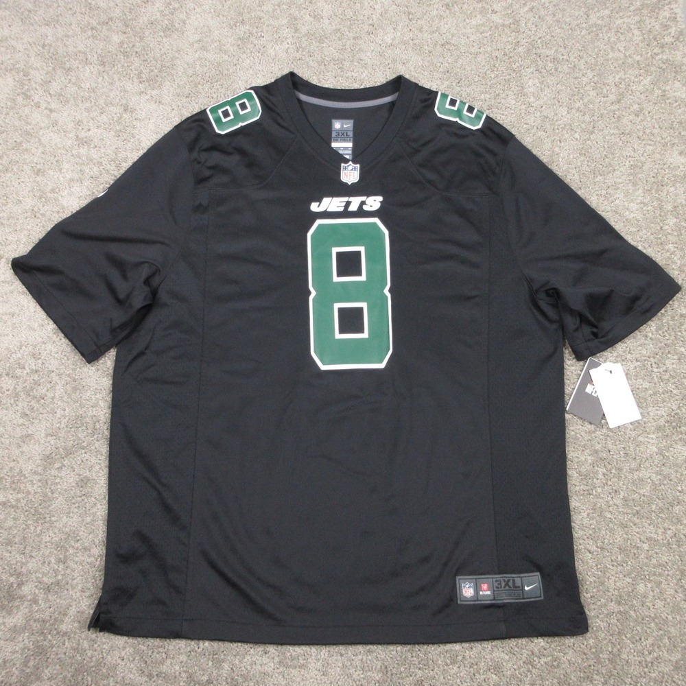 New York Jets Jersey Mens 3XL Black #8 Aaron Rodgers Nike On Field Football NEW